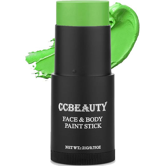 CCbeauty Light Green Face Paint Stick, Face Painting Kit, Lime Green Cream SFX Makeup Foundation, Professional Body Paint for St. Patrick's Day, Halloween Costume Party, Gamora, Shrek, Grinch Makeup