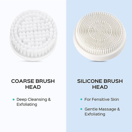 COSLUS Facial Cleansing Brush Silicone Face Scrubber: 2 in1 FBS-D Electric Exfoliating Massage Device Waterproof Deep Cleaning Exfoliation Rotating Spa Machine - Electronic Skin Care Wash Clean System