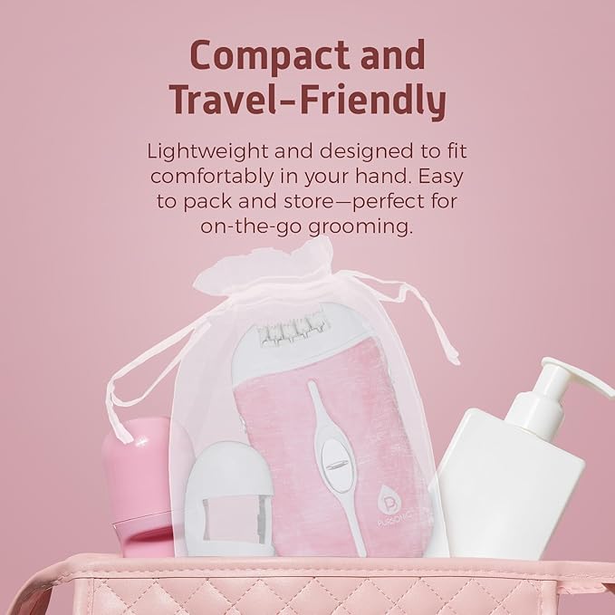 Pursonic Fe120P Cordless Epilator with 40 Tweezers - Rechargeable 2 Speed Epilators Hair Removal for Women - Compact Hair Removal Device for Arms, Legs, Underarms & Bikini Area (Pink)