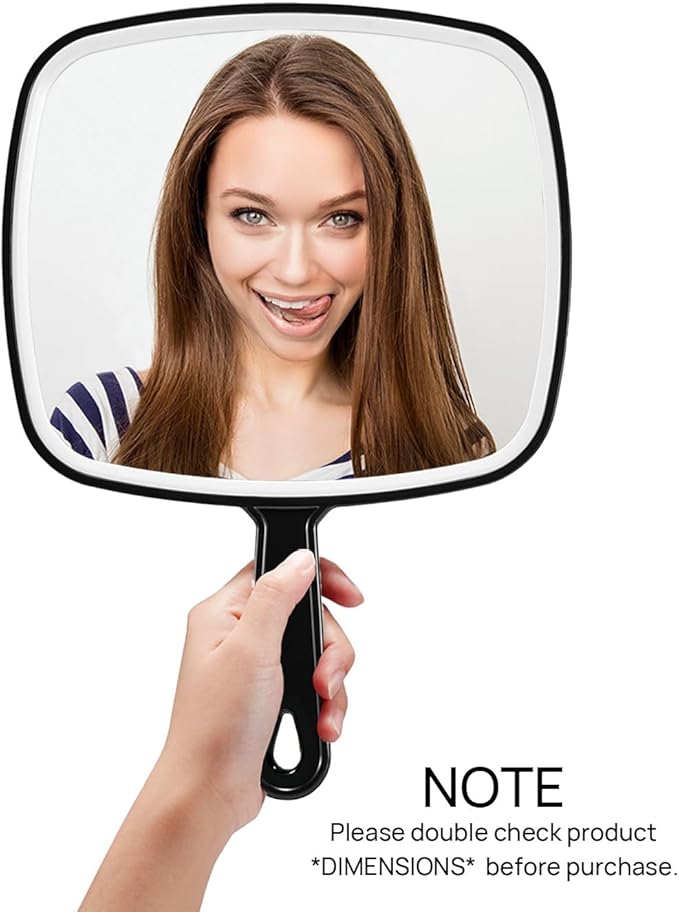 OMIRO Handheld Mirror, Extra Large Hand Mirror with Handle, Square, Black, 12.4" L x 9.1" W