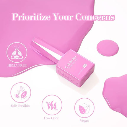 CANNI Pink Gel Nail Polish Set – 6 Soft Rose & Light Pink Colors, 9ML Each, Soak-Off UV LED Gel for Nail Art Design, DIY or Salon Manicure for Women