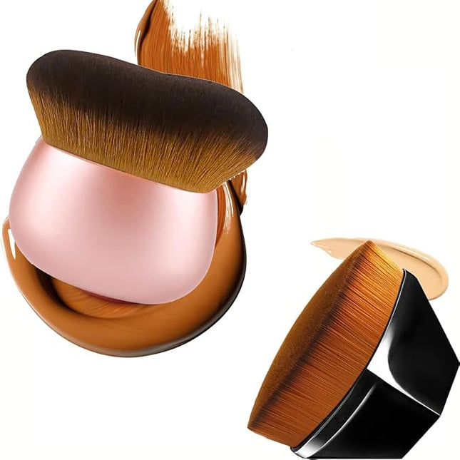 75MM Extra Large Self Tanner Kabuki Makeup Brush, 2 Pack for Lymphatic Drainage, Face Blush Liquid Powder Foundation Brush for Body Makeup, Bronzer & Foundation Tanning Mousse, Lotion Wet & Dry