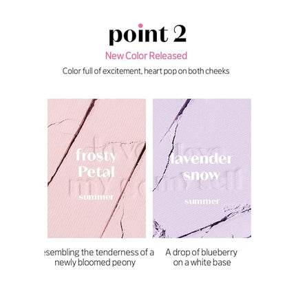 ETUDE Heart Pop Blush, Cool Lavender Cheek Color, Natural Highlight & Glossy Finish, Lightweight Formula, Compact 0.2 oz – Lavender Snow