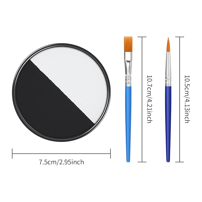 Black White Face Body Paint Makeup Foundation 30g, Water Activated Cream to Powder Face Body Paint Makeup for Halloween Costume Cosplay Theater Stage Dress-Up Makeup, Matte Non Toxic