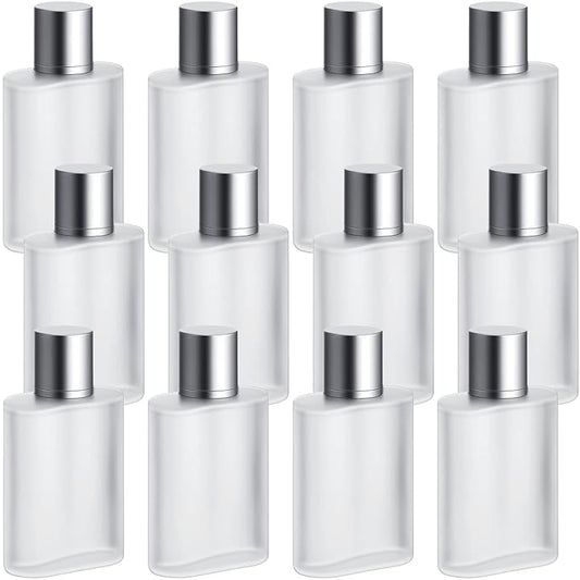 Tessco for you 12 Pcs 3.4 Ounces Perfume Bottles Empty Frosted Glass Spray Bottles 100ml Refillable Atomizer Perfume Dispenser Fine Mist Atomizer Cosmetic Make up Container(Silver Gray)