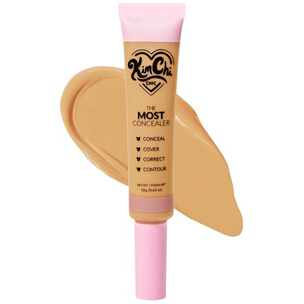 KimChiChic Beauty The Most Concealer | Full Coverage Water Resistant Multi-Use Concealer | Conceal, Correct, Contour & Highlight | Matte Satin Hybrid Finish | Brush Applicator, 0.63 oz, 07-Sand