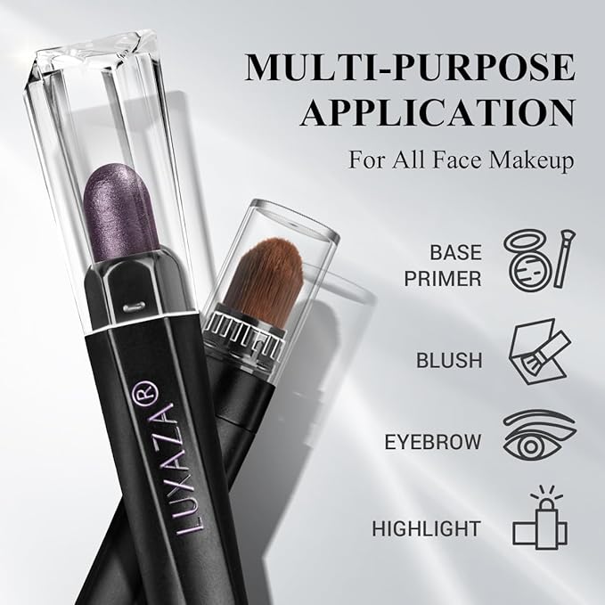 Purple Eyeshadow Stick 6PCS Set, Metallic Shimmer Matte Cream Eye Shadow Palette Brightener Pencil Crayon, Halloween Makeup - BLUEBERRY