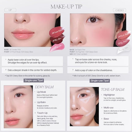 Heart Percent Dote On Mood Custom Lip & Cheek Single – Blendable & Buildable Soft Velvety Matte Cream Blush (Fog Pot), Long-Lasting Lightweight Multi-Use & Lip Tinted Balm 4.7g, M10. Bouncy Rose