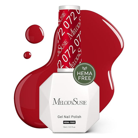 MelodySusie Hema Free Gel Nail Polish, 0.5 Fl Oz Thick Red Gel Polish, Non Toxic, Long Lasting, Soak Off UV Nail Polish, Manicure Nail Design Salon DIY Nail Art at Home 072