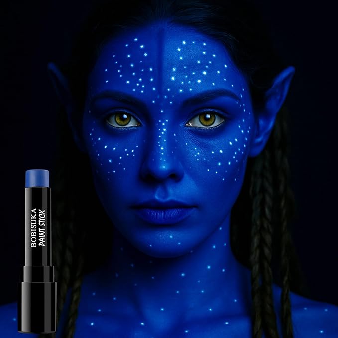 BOBISUKA Blue Body Face Paint Stick, Royal Blue Eye Black for Baseball Football Softball Sports, Blendable Body Painting Halloween Makeup Ideal for Avatar Galaxy Looks