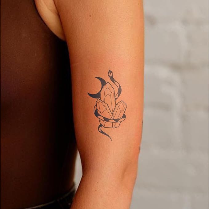 Witchy Temporary Tattoos – Spiritual Crystal, Moon, Cat, Third Eye & Dreamcatcher Fake Tattoos for Women, Healing Boho Body Art, Lasts Up to 2 Weeks