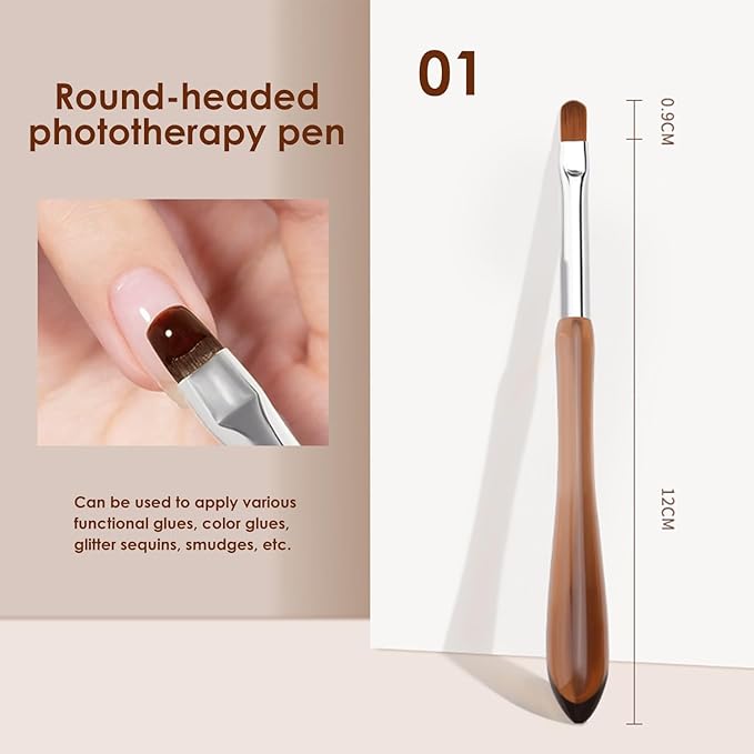 Nail Art Brushes Round-headed Phototherapy Pen Nail Drawing Pen For Home DIY Salon Use, 01