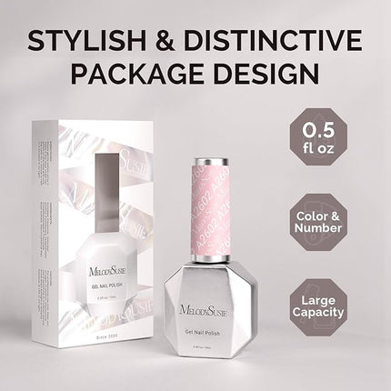 MelodySusie 0.5fl oz Light Pink Gel Nail Polish, Nails Soak Off UV LED Pastel Pink Gel Polish Gift for Women Nail Art Manicure Salon DIY Nail Design Decoration at Home-A2602