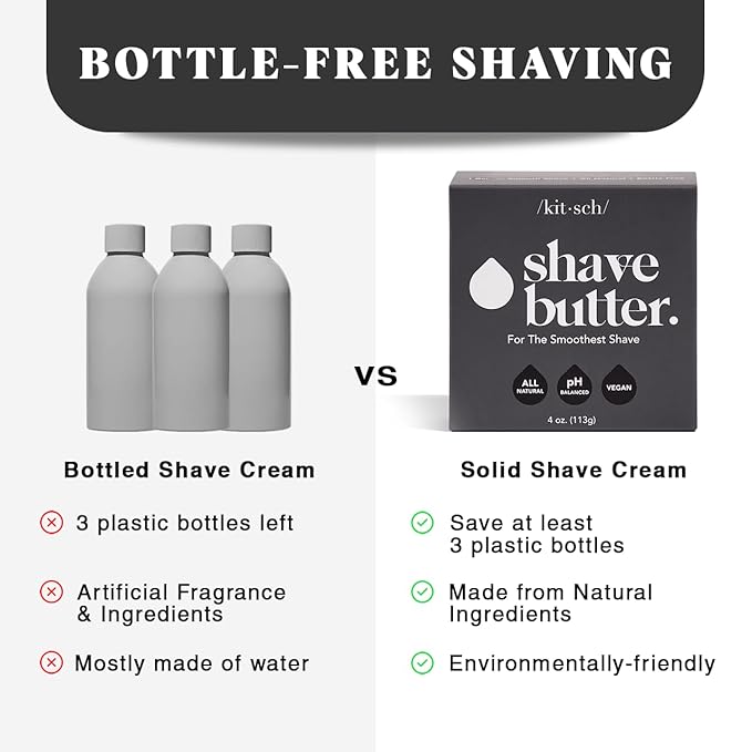 Kitsch Shaving Soap for Men - Hydrating Shave Butter & Shave Soap Bar - Nourishing Bar Soap for Smooth, Irritation-Free Shave – Paraben, Silicone & Sulfate-Free - Vegan, Made in USA - 4 oz