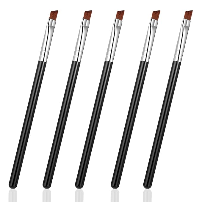 5Pcs Angled Eyeliner Brush, Fine Slanted Flat Angle Eye Liner Eyebrow Brush Eye Makeup Brush Soft Fibers Synthetic Bristles Eye Makeup Tool