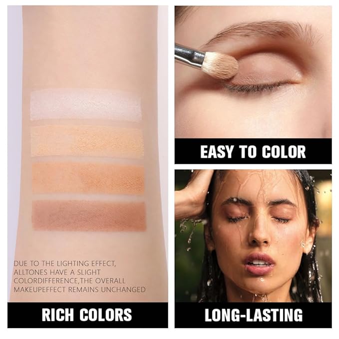 Kaely Powder Eyeshadow Quad, Light-Medium Matte Eyeshadow Palette Makeup, Neutral Eye Shadow Palette for Older Women Pigmented Waterproof, sombras para ojos, Blendable, Cruelty-free, 16