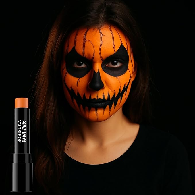 BOBISUKA Orange Face Paint Stick – Creamy Blendable Sweatproof Eye Black for Sports Halloween SFX Cosplay Costume Makeup, Great for Pumpkin, Tiger, Fire Makeup Looks