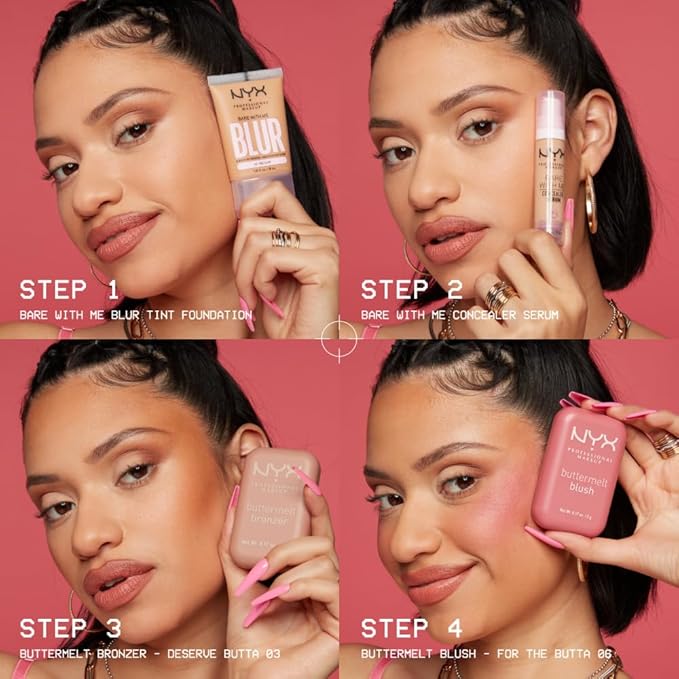 NYX PROFESSIONAL MAKEUP Buttermelt Powder Blush, Fade and Transfer-Resistant Blush, Up to 12HR Make Up Wear, Vegan Formula - For The Butta