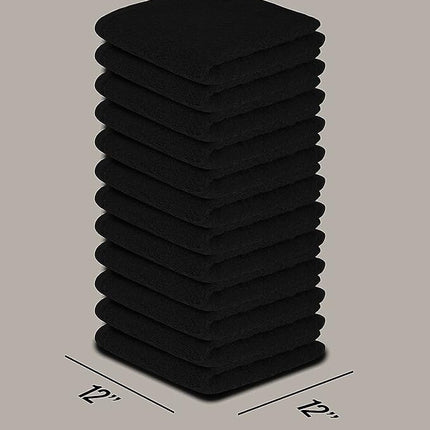 Softolle 100% Cotton Washcloths 24 Pack (12x12 Inches) Soft, Highly Absorbent Washcloth, Face Towels, Wash Cloths for Face, Ring Spun, Bulk Pack (Black)