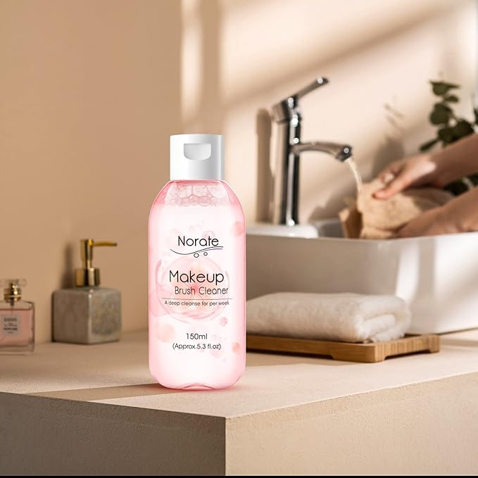 Norate Makeup Brush Cleaner, Make Up Brush Cleaner Solution + Makeup Brush Cleansing Pad, Brush Cleaner Mat for Brushes, Deep Clean Shampoo, Gentle Formula Cruelty Free, 2 Piece Set