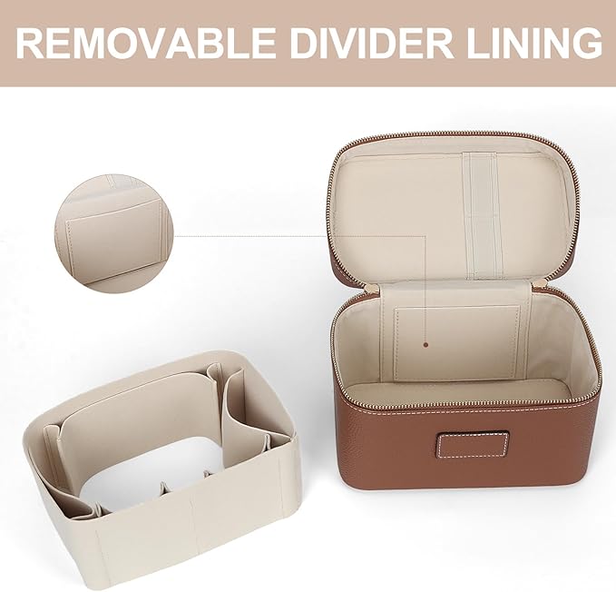 Makeup Bag Vanity Case for Women Leather Cosmetic Bag Travel Toiletry Bags Portable Makeup Organizer Case