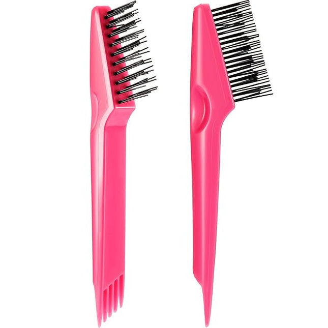 Yaomiao 2 Pcs Hair Brush Cleaner Tool 2-in-1, Pink Hairbrush Cleaner for Removing Hair Dust, Mini Comb for Removing Dirt, Home Salon Use