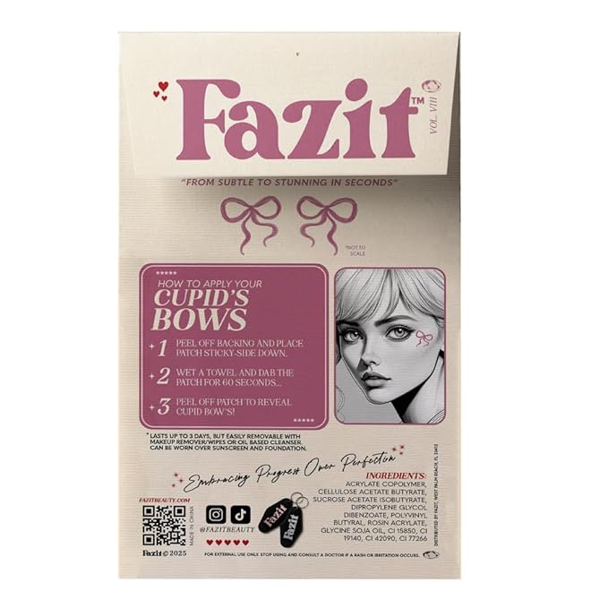 Fazit Makeup Patches - Face Makeup Patches - Beauty Face Makeup - Cupid's Bows - Waterproof Bow Speckles - Temporary Face Cupid's Bows For Women - 6 count