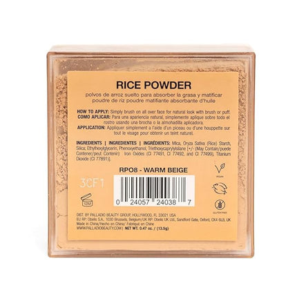 Palladio Rice Powder, Loose Setting Powder, Absorbs Oil, Leaves Face Looking and Feeling Smooth, Helps Makeup Last Longer For a Flawless, Fresh Look, Warm Beige, Pack of 3