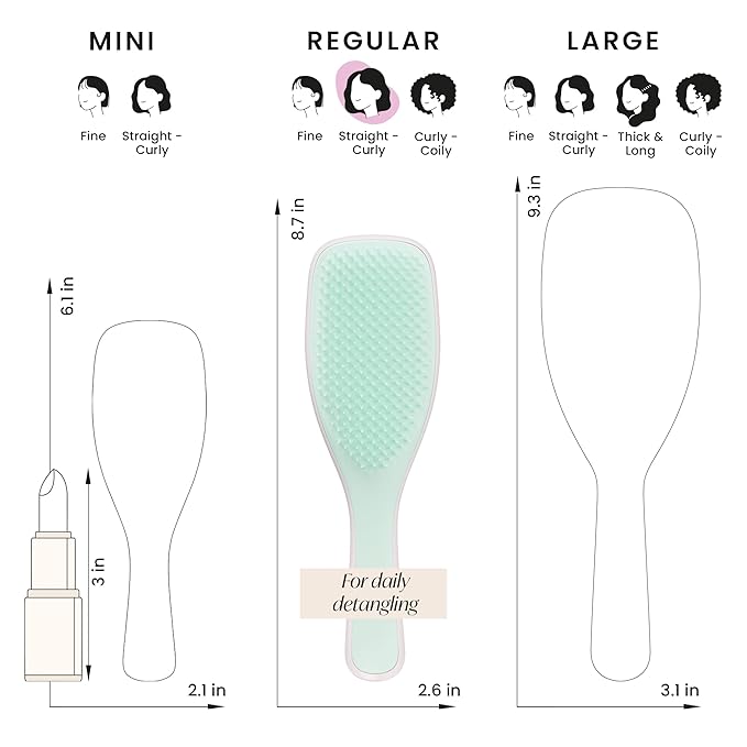 Tangle Teezer Ultimate Detangler Brush for Wet & Dry Hair, Eliminates Knots & Reduces Breakage for All Hair Types, Baby Pink & Mint