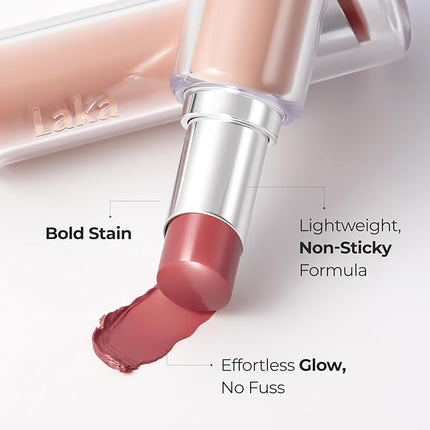 Laka 24HR Bonding Glow Lipstick, 3.7g/0.13oz., Long Lasting High-Shine Lipstick with Rich Color & Glassy Finish (#211 Eve)