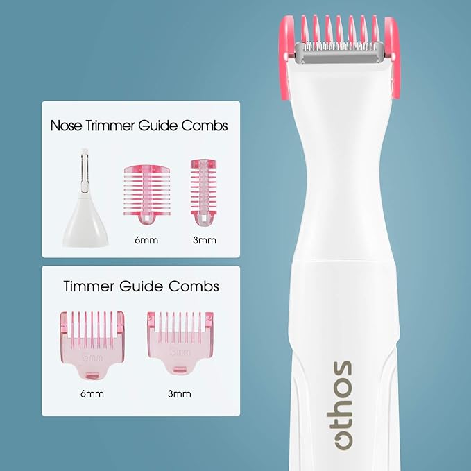 Othos Multi-Functional Electric Trimmer Kit for Women, Bikini Trimmer, Nose & Eyebrow Trimmer, Foil Shaver All in One Device, Wet and Dry use, Waterproof, AA Battery Operated (Included)