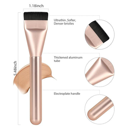 Ultrathin Foundation Brush for Liquid Makeup,Flat Spatula Liquid Foundation Brush Premium Face Makeup Brush for Blending Cream (Rose Gold)