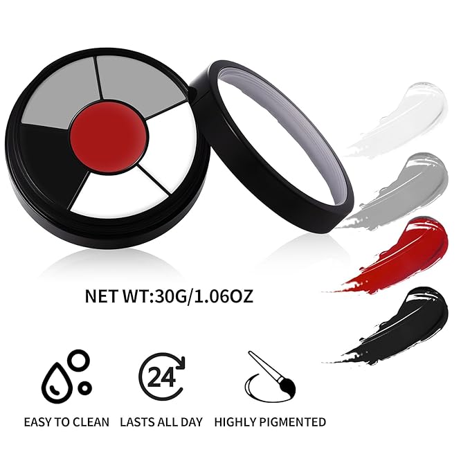 BOBISUKA Grey Face & Body Paint – 6 Colors Cream Washable Face Paint for Skeleton Vampire Zombie Joker Devil Costume & Theme – Easy to Blend, High Pigment & Long Lasting