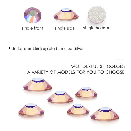 1440Pcs Light-Purple Ab Crystal Rhinestones,Glass Flatback Rhinestones Mini Gemstones for Nail Face Makeup Art Crafts Clothes Decoration -(SS6,2.0mm,Light-Purple Ab)