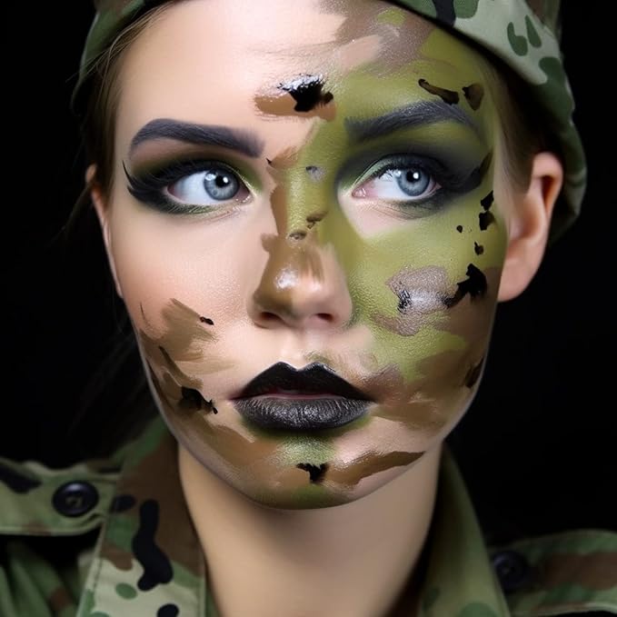 BOBISUKA Ogre Green Face Body Paint Stick, Light Green Eye Black Painting Sticks for Sports, Facepaints Makeup for Halloween Goblin Zombie Witch Camo Hulk Cosplay Special Effects Costume SFX