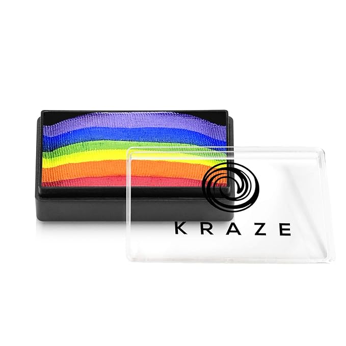 Kraze FX Dome Stroke - Essential Rainbow (25 gm), Professional 1-Stroke Split Cake, Hypoallergenic, Non-Toxic, Water Activated Face & Body Painting Makeup Supplies for Sensitive Skin, Kids, Adults