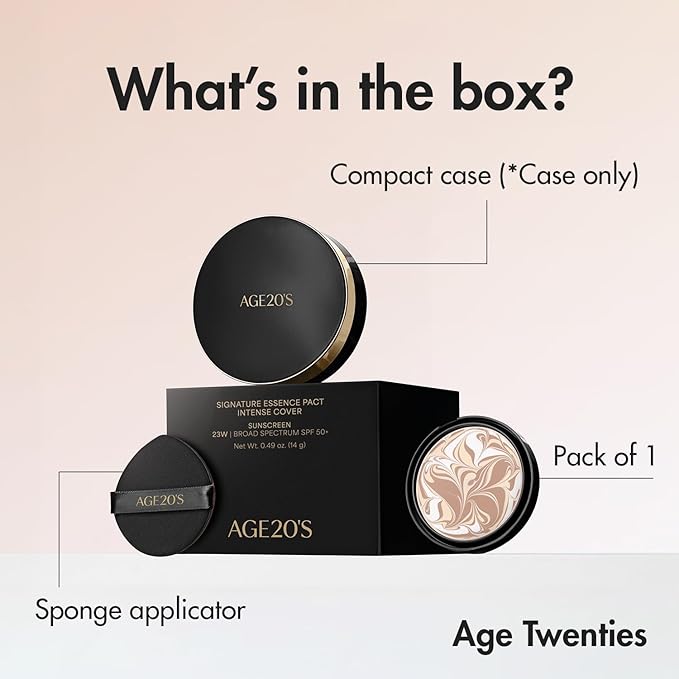 AGE20'S Signature Essence Pact SPF 50+ | Pack of 1 | 41N MOCHA | Cream Foundation, Dewy Finish, Natural Coverage | Korean Cushion Foundation