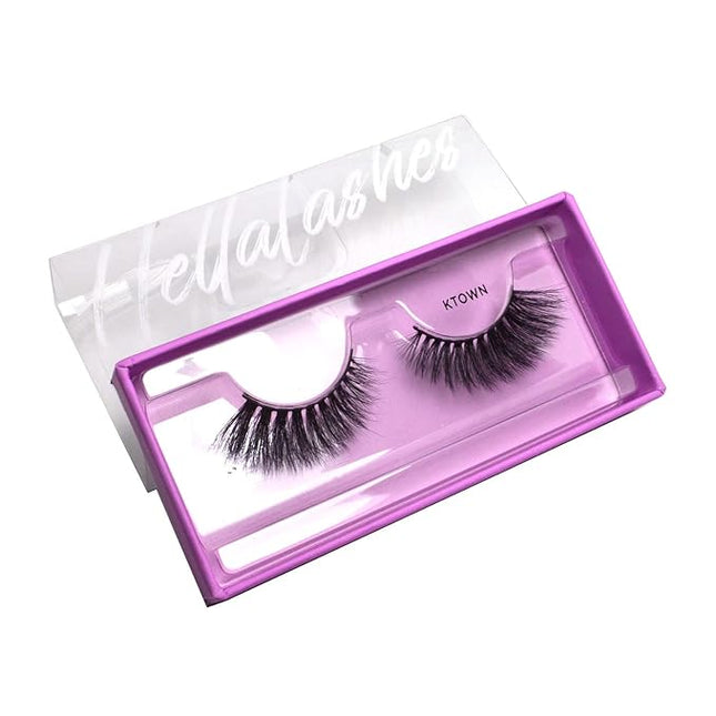 KARA BEAUTY Style L5 Hellalashes 8D Faux Mink Lashes Lightweight Synthetic Fiber in 8 Dimensional Layers K TOWN - Dramatic Flared, 1 Pair