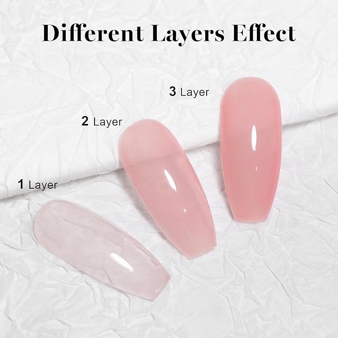 RARJSM Nude Gel Nail Polish Cherry Blossom Pink Skin Tone Color Neutral Sheer Ice Jelly Gel Polish Transparent Nail Gel Polish Soak off UV LED Cured for Home Salon DIY Manicure 15ml Single Bottle
