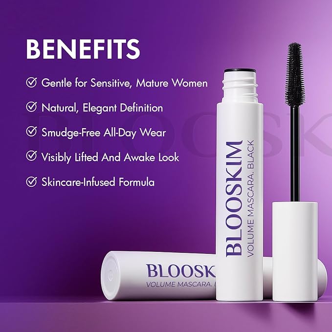 Mascara for Older Women: Hypoallergenic Black Prime Mascara for Sensitive Eyes, Non-Clumping Formula for Mature Women, 5.5g