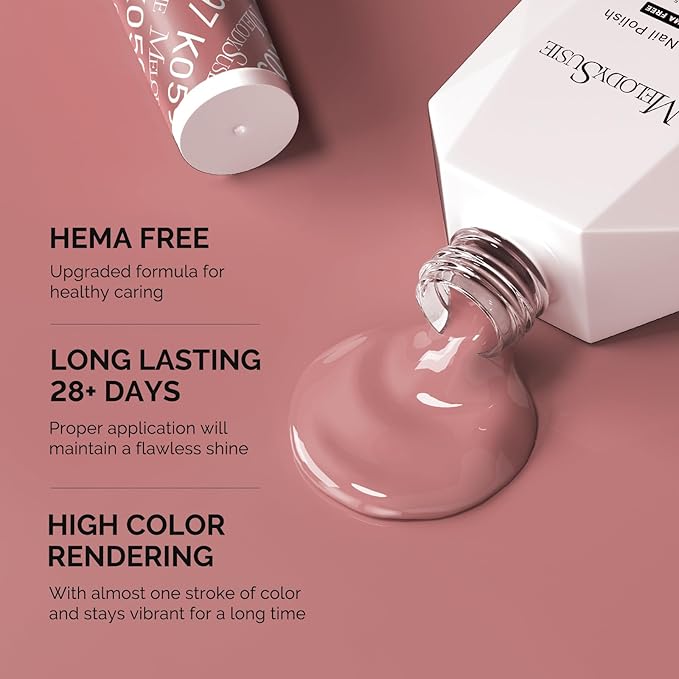 MelodySusie Hema Free Gel Nail Polish, 0.5 Fl Oz Thick Deep Nude Pink Gel Polish, Non-Toxic, Long Lasting, Soak Off UV Nail Polish, Manicure Nail Design Salon DIY Nail Art at Home K0597