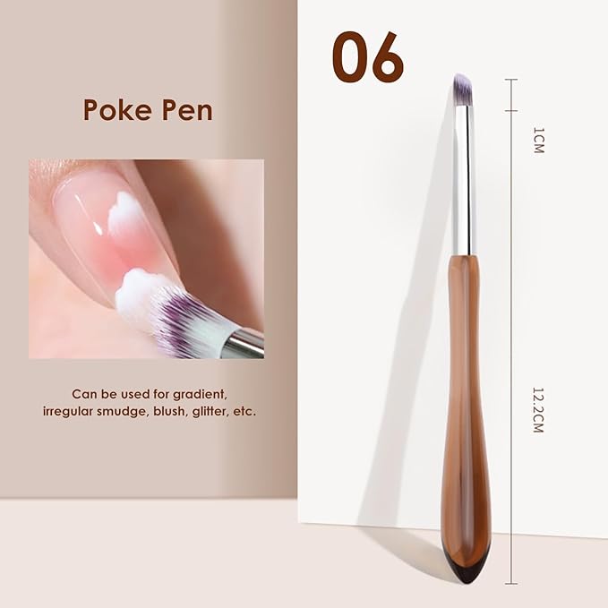 Nail Art Brushes Poke Pen Dotting Tool Nail Drawing Pen For Irregular Smudging, 06