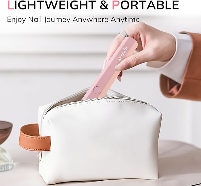 Lavinda Handheld UV Light for Gel Nails, Mini Nail Lamp, Portable Cordless Rechargeable UV Led Nail Lamp Nail Dryer for Fast Curing Gel Polish USB Flashlight for Home DIY Manicure