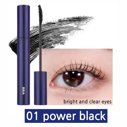 BBIA Never Die Mascara 2 Color – Power Volumizing & Lengthening, Curling, Fixing Lashes, Intense Length, Feathery Soft Full Lashes, No Smudging & Clumping, Waterproof, K-Beauty (01 POWER BLACK)
