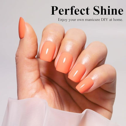 Imtiti Coral Orange Gel Nail Polish, 15ml Neon Orange Color Gel Polish Soak Off LED Nail Polish Nail Art Design Manicure Salon DIY at Home