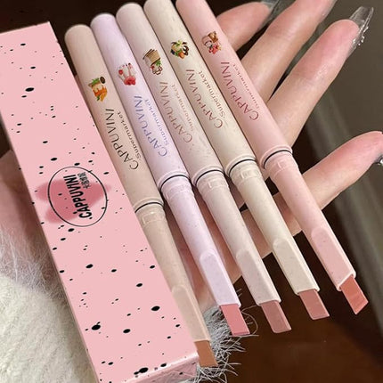 Petansy Matte Lip Liner Pencil Set 5 Colors Smooth Lip Liner Long-Lasting Waterproof Nude Liner Pencil for Defining & Filling Lips