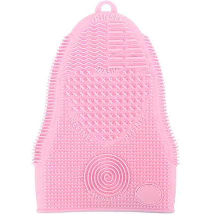 Makeup Brush Cleaner Mat Mitt Glove Silicone Cosmetic Cleaning Scrubber Tool for Face Brushes and Eye Brush Washing Pad Pink