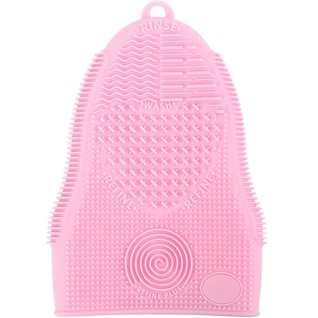 Makeup Brush Cleaner Mat Mitt Glove Silicone Cosmetic Cleaning Scrubber Tool for Face Brushes and Eye Brush Washing Pad Pink