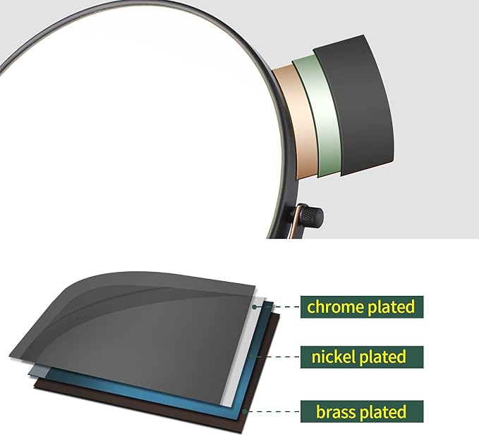 Nicesail Tabletop Magnifying Makeup Mirror with 10X Magnification, Double-Side Magnified Mirror, 360 Swivel Cosmetic Mirror for Table Desk Bathroom Vanity, No Light Oil Rubbed Bronze (8 Inch, 10X)