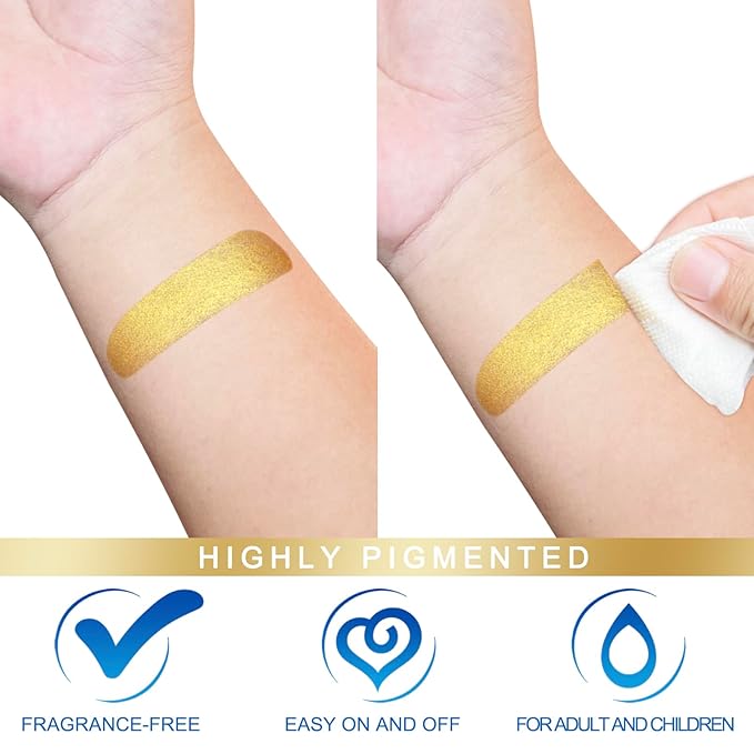 MEICOLY Gold Face Body Paint,Water Based Washable Body Paint,Face Paint for Kids and Adults,Professional Golden Face Painting for Halloween SFX Special Effects Cosplay Makeup